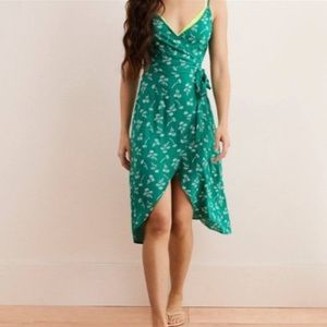 Aerie Green Wrap Floral Dress